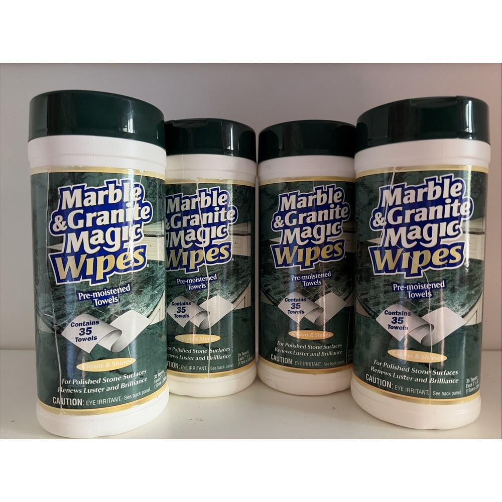 Marble And Granite Magic Wipes NEW Luster Brilliance 4 Packs X 35 = 140 Wipes